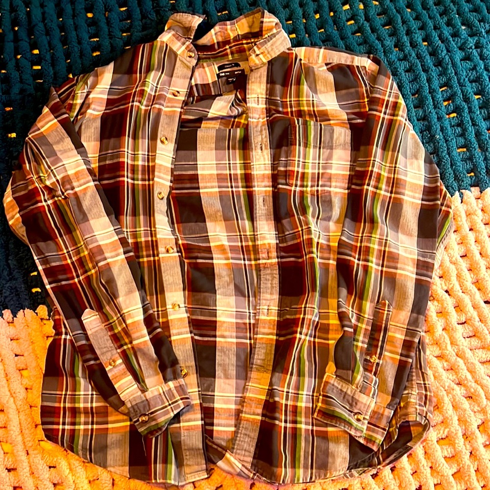 Gap classic fit medium premium flannel. Purple red blue and green